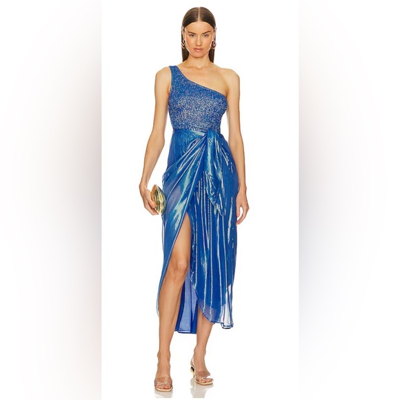 NWT Sundress x Revolve Zuri Calvi Ocean
Blue Metallic Shimmer Dress XS/S - Picture 1 of 13